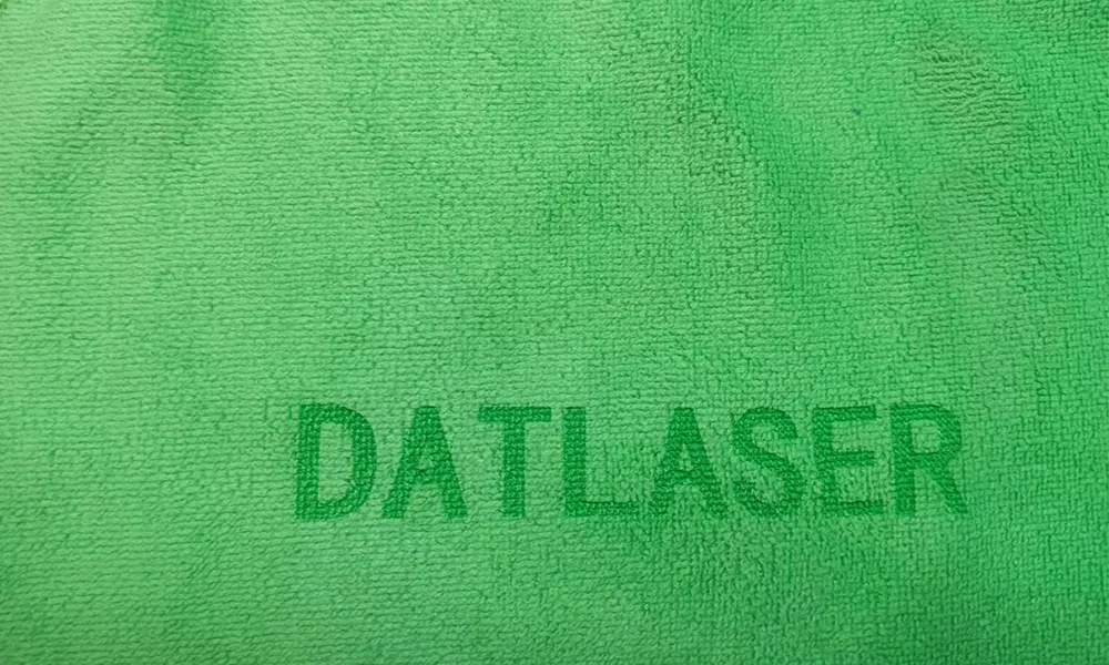 dat towel marked by co2 laser machine